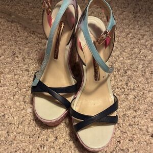 Sophia Webster Blue and Cream Wedges